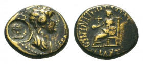 PHRYGIA. Eumeneia. Agrippina.50-59 AD.AE Bronze. AΓΡΙΠΕΙΝΑ ΣΕΒΑΣΤΗ, Draped bust of Agrippina to right; behind neck, round countermark containing a dra...