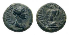 PHRYGIA. Laodicea ad Lycum. Agrippia II. 50-59 AD.AE Bronze. AΓPIΠEINA ΣEBAΣTH, Draped bust right / ΓAIOY ΠOΣTOMOY ΛAOΔIKEΩN, Eagle standing right on ...