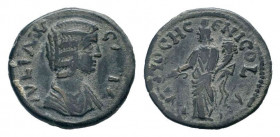 PISIDIA. Antioch. Julia Domna.193-217 AD. AE Bronze. IVLIA AVGVSTA, Draped bust right / ANTIOCH GENI COL CAES, Tyche standing left, holding branch and...