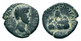 CAPPADOCIA. Caesarea-Eusebeia. Marcus Aurelius.161-180 AD.AE Bronze.AΥΤΟΚ ΑΝΤⲰΝƐΙΝΟϹ, laureate-headed bust of Marcus Aurelius wearing cuirass and palu...