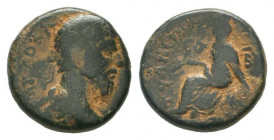 CAPPADOCIA.Tyana.Lucius Verus.161-169 AD. AE Bronze.ΑΥΤΟ Κ Λ ΟΥΗΡΟΣ ΣΕ, Laureate and cuirassed bust right / ΤΥΑΝΕΩΝ Τ Π Τ ΙΕΡ ΑΣΥ ΑΥΤΟ ΕΤ Β, turreted ...