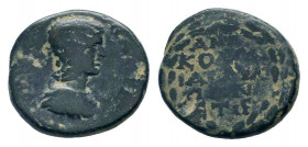 CAPPADOCIA.Tyana.Julia Domna.193-217 AD. AE Bronze. IOYΛIA ΔOMNA AYΓ, Draped bust right / ANI KOΛΩ NIAC TVA NΩN ET IS, in five lines within laurel wre...