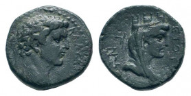 CILICIA. Anazarbus. Claudius .41-54 AD. AE Bronze.ΚΛΑΥΔΙΟϹ ΚΑΙϹΑΡ, Laureate head of Claudius right / ƐΤΟΥϹ ΚΑΙϹΑΡƐΩΝ Γ, veiled head of Tyche, right.RP...