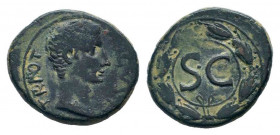 SELEUCIS and PIERIA.Antioch.Augustus.27 BC-14 AD.AE Bronze.IMP AVGVST TR POT, laureate head of Augustus, right / S-C, inscription in a laurel wreath o...