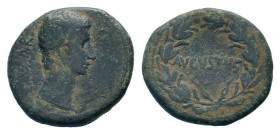 SELEUCIS and PIERIA.Antioch.Augustus.27 BC-14 AD.AE Bronze.CAESAR, bare head of Augustus, right / 	AVGVSTVS, inscription in one line in laurel wreath....