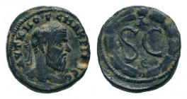SYRIA.Seleucis and Pieria. Antiochia ad Orontem.Macrinus. 217-218 AD. AE Bronze.K MOC MAKPINOC CE, Laureate head right / S -C, within laurel wreath ab...