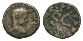 SYRIA. Seleucis and Pieria. Antioch.Elagabalus. 218-222 AD.AE Bronze.AVT KAI MAP AV ANTΩNԐINOC CԐ, laureate head right / SC, within wreath; ΔԐ above, ...