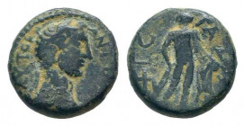 JUDAEA. Gaza. Antoninus Pius.138-161 AD. AE Bronze.ΑΥΤΟ ΚΑΙ ΑΝΤⲰΝΙΝΟϹ, laureate head of Antoninus Pius, right / ΓϹ ΓΑΖΑ, nude Heracles standing, facin...