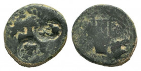 TROAS.Alexandreia.Circa 164-135 BC.AE Bronze.Laureate head of Apollo facing, Countermark, Apollo, lyre / Lyre, monogram, all within laurel wreath. 

W...