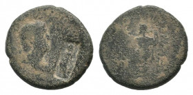 UNCERTAIN.AE Bronze.Head of men to right , Countermark, / Zeus standing left, holding long sceptre .


Weight : 5.4 gr

Diameter : 23 mm