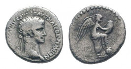 CAPPADOCIA. Caesarea-Eusebia. Nero.54-68 AD.AR Hemidrachm. NERO CLAVD DIVI CLAVD F CAESAR AVG GERMANI, Laureate head right / NIke standing right, with...