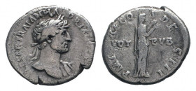TRAJAN.98-117 AD.Rome mint.AR Denarius.IMP CAESAR TRAIAN HADRIANVS AVG, Bust of Hadrian, laureate, bare chest, traces of drapery on far shoulder usual...