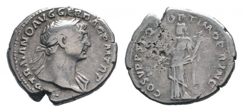 TRAJAN.98-117 AD.AR Denarius. Rome mint. IMP TRAIANO AVG GER DAC P M TR P, Bust ...