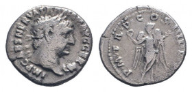 TRAJAN.98-117 AD.Rome mint.AR Denarius.Laureate bust right, slight drapery / Victory advancing left, holding wreath and palm frond. RIC II 60.Fine.

W...