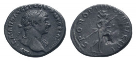 TRAJAN.98-117 AD.Rome mint.AR Denarius. IMP CAES NER TRAIANO OPTIMO AVG GER DAC, Bust of Trajan, laureate, draped, cuirassed, right / P M TR P COS VI ...