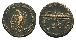 HADRIAN.117-138 AD.Rome mint. AE Quadrans.IMP CAESAR TRAIAN HADRIANVS AVG, Eagle standing right, head left, wings spread / P M TR P COS III S - C, Thu...