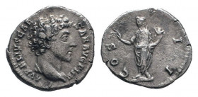 MARCUS AURELIUS.161-180 AD.Rome mint.AR Denarius.AVRELIVS CAES-AR AVG PII F, bare head of Marcus Aurelius right with short beard / COS II, Honos stand...