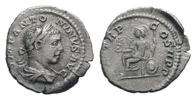 ELAGABALUS. 218-222 AD.Rome mint.AR Antoninianu. IMP ANTONINVS AVG, Laureate and...