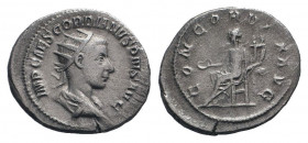 GORDIAN III.238-244 AD.Rome mint.AR Antoninianus.IMP CAES M ANT GORDIANVS PIVS AVG, Radiate, draped and cuirassed bust of Gordian right / CONCORDIA AV...