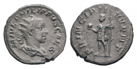PHILIP II.247-249 AD.Rome mint.AR Antoninianus.M IVL PHILIPPVS CAES, Bust of Philip II, radiate, draped, cuirassed, right | Bust of Philip II, bare-he...