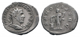 PHILIP I.247-249 AD.Rome mint.AR Antoninianus. IMP M IVL PHILIPPVS AVG, Bust of Philip the Arab, radiate, draped, cuirassed, right | Bust of Philip th...