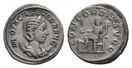 OTACILIA SEVERA.244-249 AD.Rome mint. AR Antoninianus. M OTACIL SEVERA AVG, Bust of Otacilia Severa, diademed, draped, on crescent, right / CONCORDIA ...