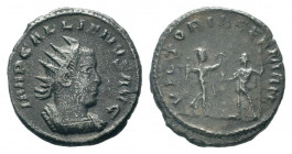 GALLIENUS .253-268 AD. Antioch mint.BI Antoninianus.IMP GALLIENVS AVG, Radiate and cuirassed bust right / VICTORIA GERMAN, Victory, holding wreath and...