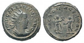 GALLIENUS.253-268 AD. Antioch mint.BI Antoninianus. IMP GALLIENVS AVG, Radiate and cuirassed bust right / VICTORIA GERMAN, Victory, holding wreath and...