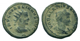 AURELIAN and VABALATHUS.270-275 AD. Antiochmint.BI Antoninianus.IMP C AVRELIANVS AVG A, radiate and cuirassed bust of Aurelian right / VABALATHVS V C ...