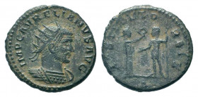 AURELIAN.270-275 AD.Sofia mint.BI Antoninianus.IMP C AVRELIANVS AVG, Bust of Aurelian, radiate, cuirassed, right / RESTITVT ORBIS: Woman, draped, stan...