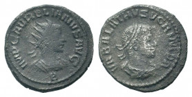 AURELIAN and VABALATHUS.270-275 AD. Antioch mint.BI Antoninianus.IMP C AVRELIANVS AVG A, radiate and cuirassed bust of Aurelian right / VABALATHVS V C...