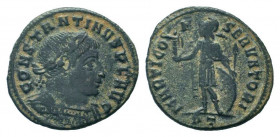 CONSTANTINE I. 330-354 AD.Rome mint.AE Follis.IMP CONSTANTINVS P F AVG, Bust of Constantine I, laureate, draped, right / MARTI CONSERVATORI, Mars, hel...