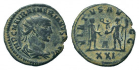 NUMERIAN. 283-284 AD.Antioch mint. BI Antoninianus.IMP C M AVR NVMERIANVS P F AVG, radiate and draped bust to right / VIRTVS AVGG, Emperor standing to...