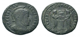 CONSTANTINE I.307-337 AD.Treveri mint.AE Follis.IMP CONSTANTINVS AVG, Helmeted, draped and cuirassed bust right, holding spear / VICTORIAE LAETAE PRIN...