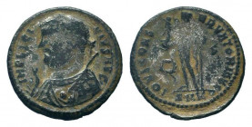 LICINUS I.308-324 AD. Cyzicus mint.BI Antoninianus.IMP LICINVS AVG Laureate, draped bust l., holding globe, sceptre and mappa / IOVI CONSERVATORI AVGG...
