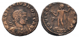 LICINIUS II.308-324 AD.Arelate mint.AE Follis.VAL LICINIVS NOB CAES, Bust of Licinius II, laureate, draped, cuirassed, right / IOVI CONSER-VATORI, Jup...