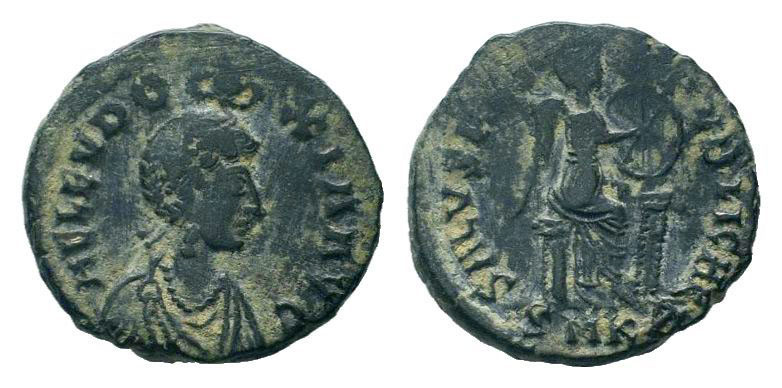 AELIA EUDOXIA.401-403 AD.Cyzicus mint.AE Follis.AEL EVDOXIA AVG, diademed and dr...