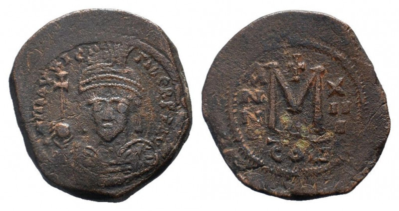 MAURICE TIBERIUS. 582-602 AD. Constantinople mint.AE Follis.DN mAVRIC TIBER PP A...