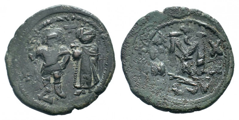 HERACLIUS and HERACLIUS CONSTANTINE.613-641 AD. Constantinople mint.AE Follis.He...