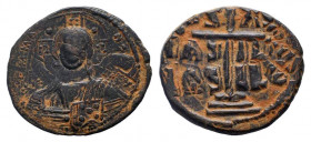 ROMANUS III. 1028-1034 AD.Constantinople mint. Class B anonymous follis. IC-XC to right and left of bust of Christ facing with nimbate cross behind he...