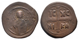 MICHAEL IV . 1034-1041 AD.Class C.AE Follis. EMMA NOVHL around, IC-XC to right and left of Christ, with nimbate cross behind head, three-quarter lengt...