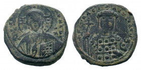 CONSTANTINE X DUCAS.1059-1067 AD. Constantinople mint.AE Follis.ЄMMANOVHΛ IC XC; Bust of Christ Emmanuel facing / KωN ЬACIΛЄVC O ΔЄC K; Crowned facing...