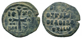 ALEXIUS I.1081-1118 AD.Thessalonica mint.AE Follis. IC-XC/NI-KA, Cross potent set on two steps; pellet at each termination of arm / CЄP CVN ЄPΓЄI BA/C...