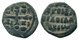 ALEXIUS I.1081-1118 AD.Thessalonica mint.AE Follis. IC-XC/NI-KA, Cross potent set on two steps; pellet at each termination of arm / CЄP CVN ЄPΓЄI BA/C...