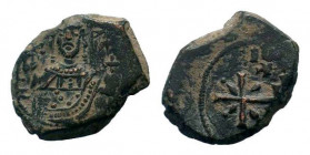 MANUEL I.1143-1180 AD.Thessalonica mint.AE Tetarteron.MANVHΛ ΔECΠOTH, Manuel, crowned and wearing loros, bust facing, holding labarum and cross on glo...