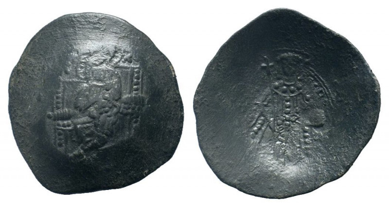 MANUEL I.1160-1164 AD. Constantinople mint.AE Trachy.MP-ΘV to left and right of ...