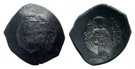 MANUEL I.1160-1164 AD. Constantinople mint.AE Trachy.MP-ΘV to left and right of Mary, nimbate, seated facing on throne without back, holding beardless...