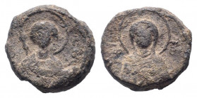 BYZANTINE LEAD SEAL.Circa 11 th Century AD.PB Seal.The Mother of God , Nikopoios, nimbate / Nimbate bust.Fine.

Weight : 11.7 gr

Diameter : 20 mm