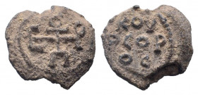 BYZANTINE LEAD SEAL.Circa 7 th - 12 th Century AD.PB Seal.In cruciform monogram / Legend in three lines.Very fine.

Weight : 8.8 gr

Diameter : 21 mm