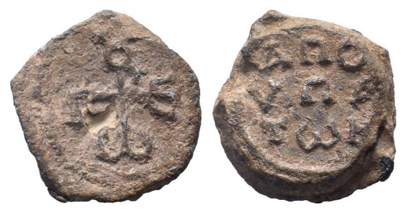 BYZANTINE LEAD SEAL.Circa 5 th-6th Century.PB Seal.In the name of Illustrious Pa...